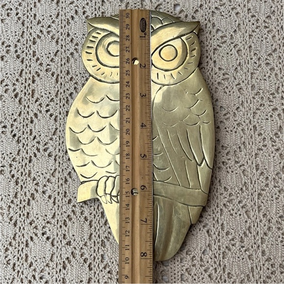 Vintage Solid Brass Owl Footed Trivet Hot Plate Retro Decor - Picture 9 of 9